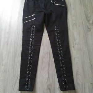 Killstar Denim Pants with Grommets and Stitching